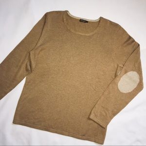 J McLaughlin Camel Elbow Patch Favorite Sweater L